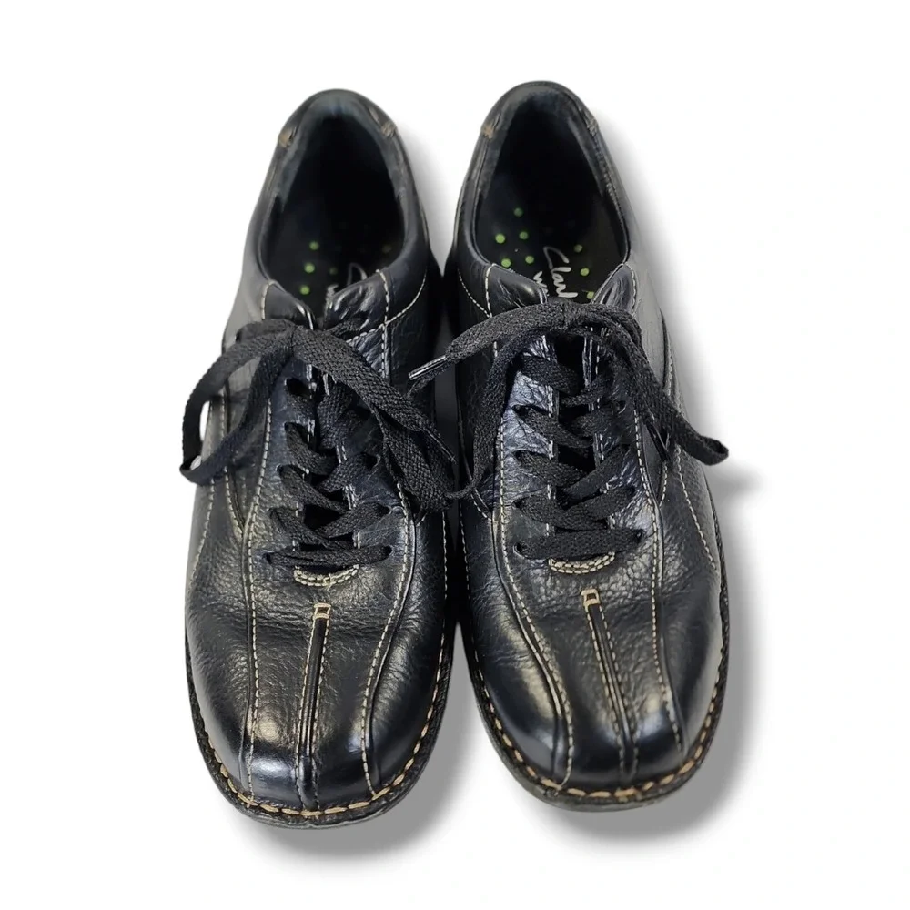 Clarks Wave 82648 Lace Up‎ Black Leather Walking Sneaker Men's 7.5